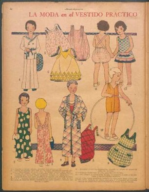 La moda en el vestido práctico de playa, para niños [Dibujos]