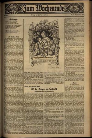 Zweite Ausgabe vom Samstag, den 19. September 1936.