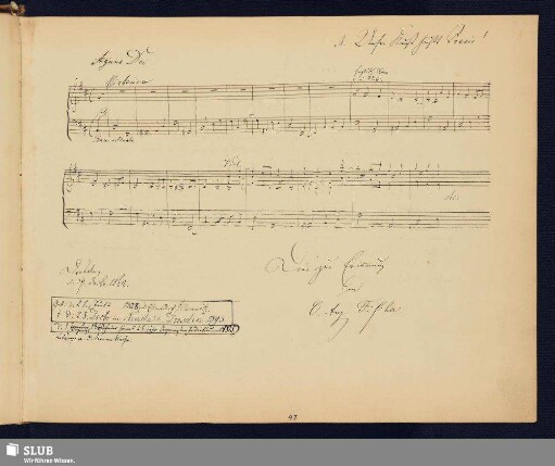 Fischer, Carl August; 1862 [Noten- und Texteintrag]
