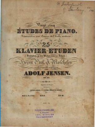 Vingt-cinq études de piano : (préparatoires aux oeuvres de l'école moderne) ; op. 32, 1. [1866]. - 21 S. - Pl.-Nr. 4523
