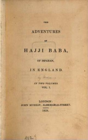 The Adventures of Hajji Baba, of Ispahan, in England, 1