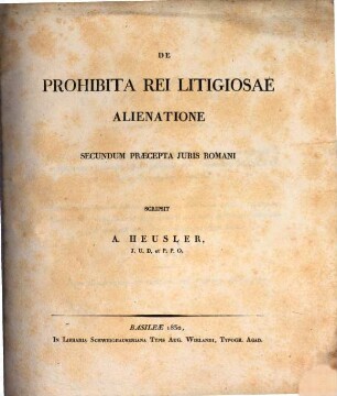 De prohibita rei litigiosae alienatione secundum praecepta iuris romani