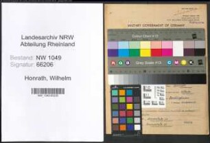 Entnazifizierung Wilhelm Honrath , geb. 30.05.1897 (Bautechniker)