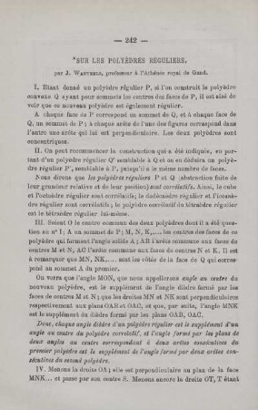 SUR LES POLYÈDRES RÉGULIERS.