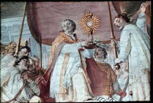 Prozession des Heiligen als Bischof von Magdeburg und Verdammung der Lehren des Häretikers Tanchelm