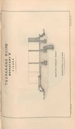 Plate III. Thúpáráma Ruins. Monastery "B". Viháré. Section through A.B.C.D