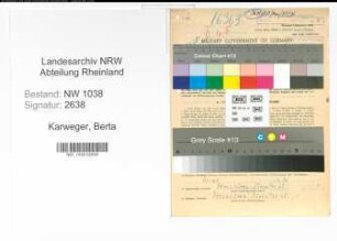 Entnazifizierung Berta Karweger , geb. 04.04.1912 (Postbeamtin)