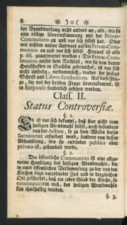 Class. II. Status Controversiae