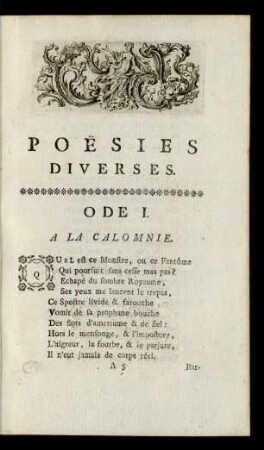 Poësies Diverses. [Odes.]