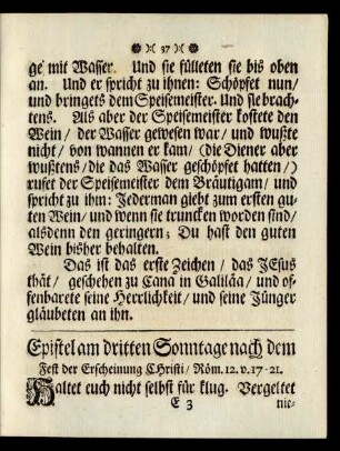 Epistel am dritten Sonntage nach dem Fest der Erscheinung Christi ...