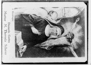 Plakat-Bucheinband: I. Weidinger, Dienerin Gottes; Mutter M. Theresia Scherer - Generaloberin der Kreuzschwestern