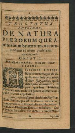 Tractatus Physicus, de Natura Plerorumque animalium brutorum, accomodatus ad usum praesertim ...