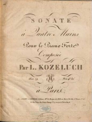 Sonate à quatre mains pour le piano forte : oeuv. 19