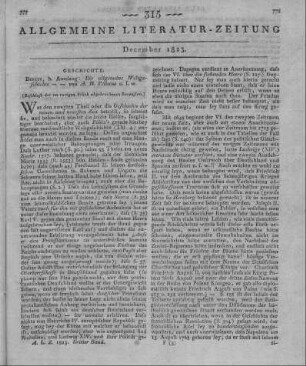 Petiscus, A. H.: Die Allgemeine Weltgeschichte. Berlin: Amelang 1823 (Beschluss der im vorigen Stück abgebrochenen Recension)