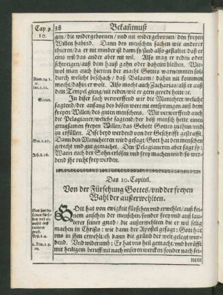 Das 10. Capitel. Von der Fürsehung Gottes/ und der freyen Wahl der außerwehlten.