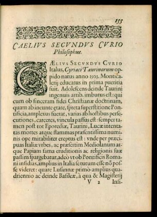 Caelius Secundus Curio Philosophus.
