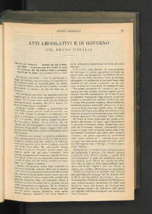 Atti legislativi e di governo del Regno d'Italia.