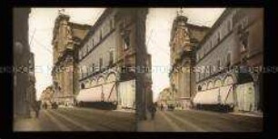 Kathedrale San Pietro mit Straße und Geschäften, Bologna
