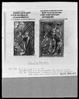 Weltchronik - Bruder Philipp — ---, Folio 1recto-256recto---, Folio 1recto-256rectoTextseite mit zwei Miniaturen, Folio 43recto