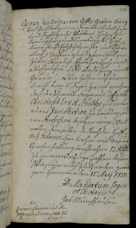 Annahme des Schwertfegers Christoph Ernst Schütze als Universitätsverwandter.