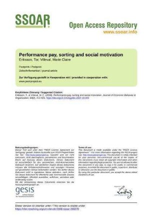 Performance pay, sorting and social motivation