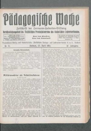 Militäranwärter als Volksschullehrer
