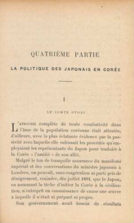 Quatrième partie. La politique des Japonais en Corée