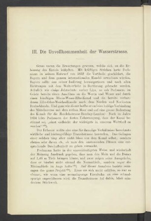 III. Die Unvollkommenheit der Wasserstrasse.