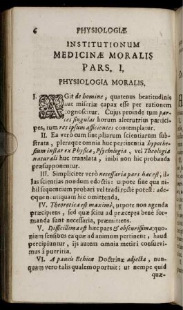 Institutionum Medicinae Moralis Pars. I. Physiologia Moralis