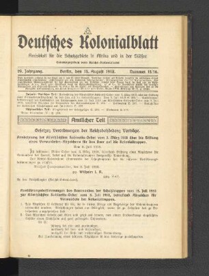 15. August 1918. Nummer 15/16.