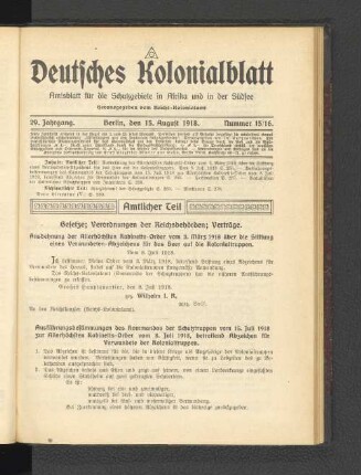 15. August 1918. Nummer 15/16.