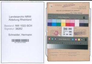 Entnazifizierung Hermann Schneider , geb. 18.06.1896 (Schaffner)
