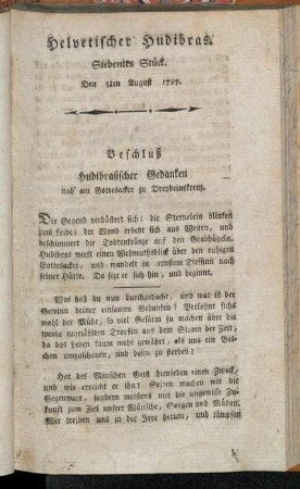 Helvetischer Hudibras. Siebentes Stück. Den 5ten August 1797.