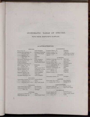 Systematic Table Of Species.