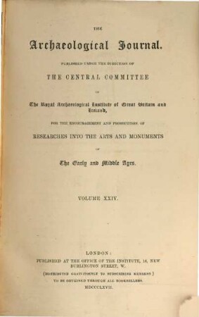 The archaeological journal. 24. 1867
