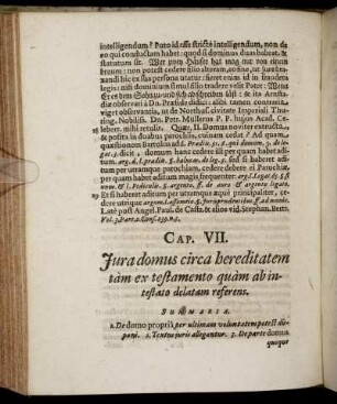 Cap. VII. Jura domus circa bereditatem tam ex testamento quam ab intestato delatam referens.