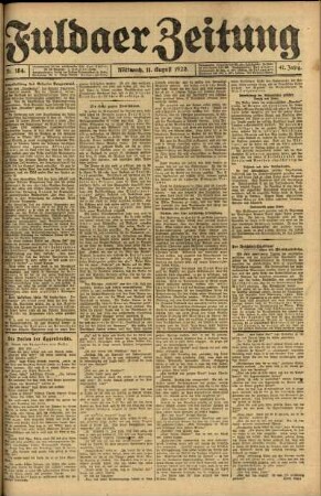 Ausgabe vom Mittwoch, den 11. August 1920.