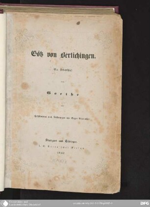 Götz von Berlichingen : Ein Schauspiel