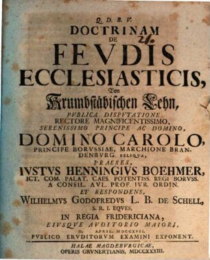 Doctrinam de feudis ecclesiasticis, von krumbstäbischen Lehn