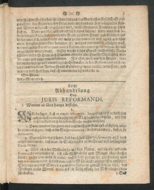 Kurtze Abhandlung Des Iuris Reformandi.