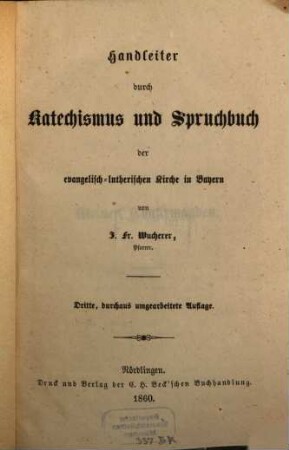 Handleiter durch Katechismus und Spruchbuch der evangelisch-lutherischen Kirche in Bayern