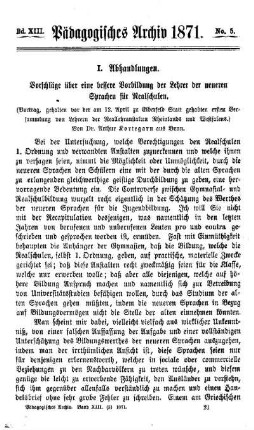 Vorschläge über die bessere Vorbildung der Lehrer der neueren Sprachen für Realschulen