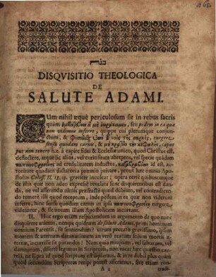 Disputatio Theologica, De Salute Adami