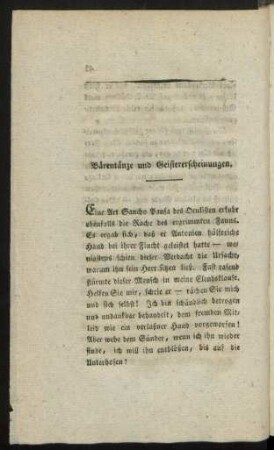 Bärentänze und Geistererscheinungen.