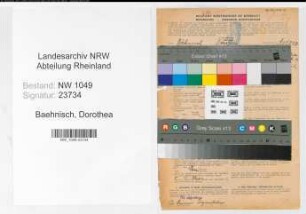 Entnazifizierung Dorothea Baehnisch , geb. 25.04.1899 ()