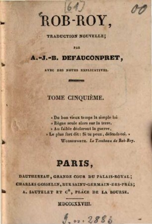 Rob-Roy, 5. (1828). - 160 S.