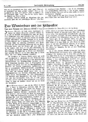Das Wunderbare und der Fischpastor : Zwei neue Romane von Johanna Wolff