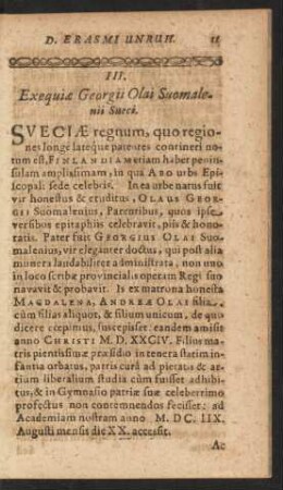III. Exequiae Georgii Olai Suomalenii Sueci.