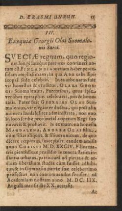 III. Exequiae Georgii Olai Suomalenii Sueci.