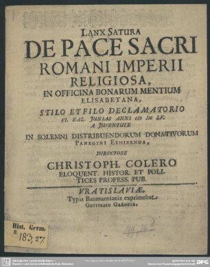 Lanx satura de pace sacri Romani imperii religiosa